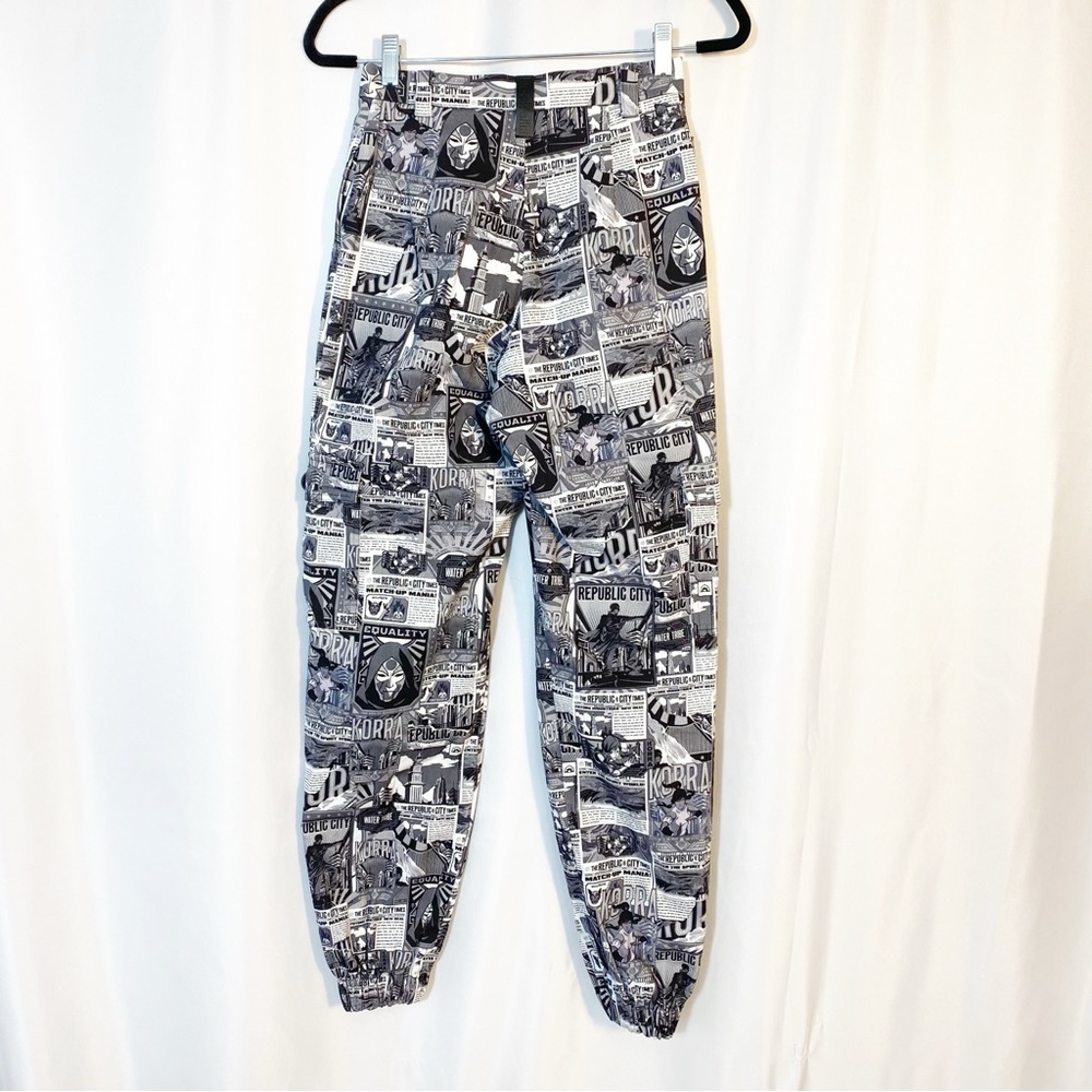 Blackmilk X Avatar Korra Republic City News Cargo Pants Joggers: Black White - Picture 4 of 16